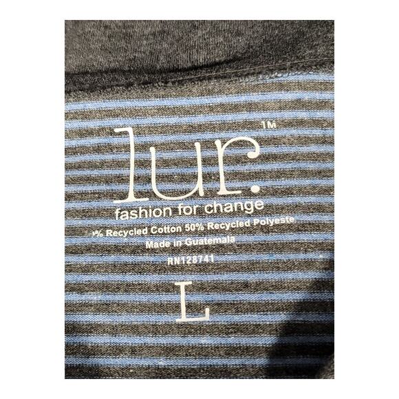 Lur Fashion For Change Gray Stripe‎ V-Neck Tunic Top Pockets Women's Size Large - Picture 6 of 13